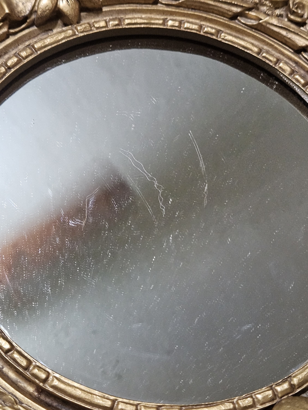 Vintage Rococo Style Oval Wall Mirror with a Gilded Ornate Ribbon Frame - Picture 4 of 10